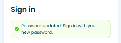 IMAGE: Success screen -- "Password updated. Sign in with your new password."